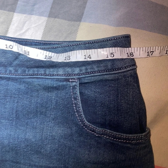 Express denim jeans button Down mini skirt Sz 10 - Picture 5 of 12